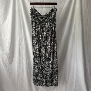 Leopard strapless maxi dress guess